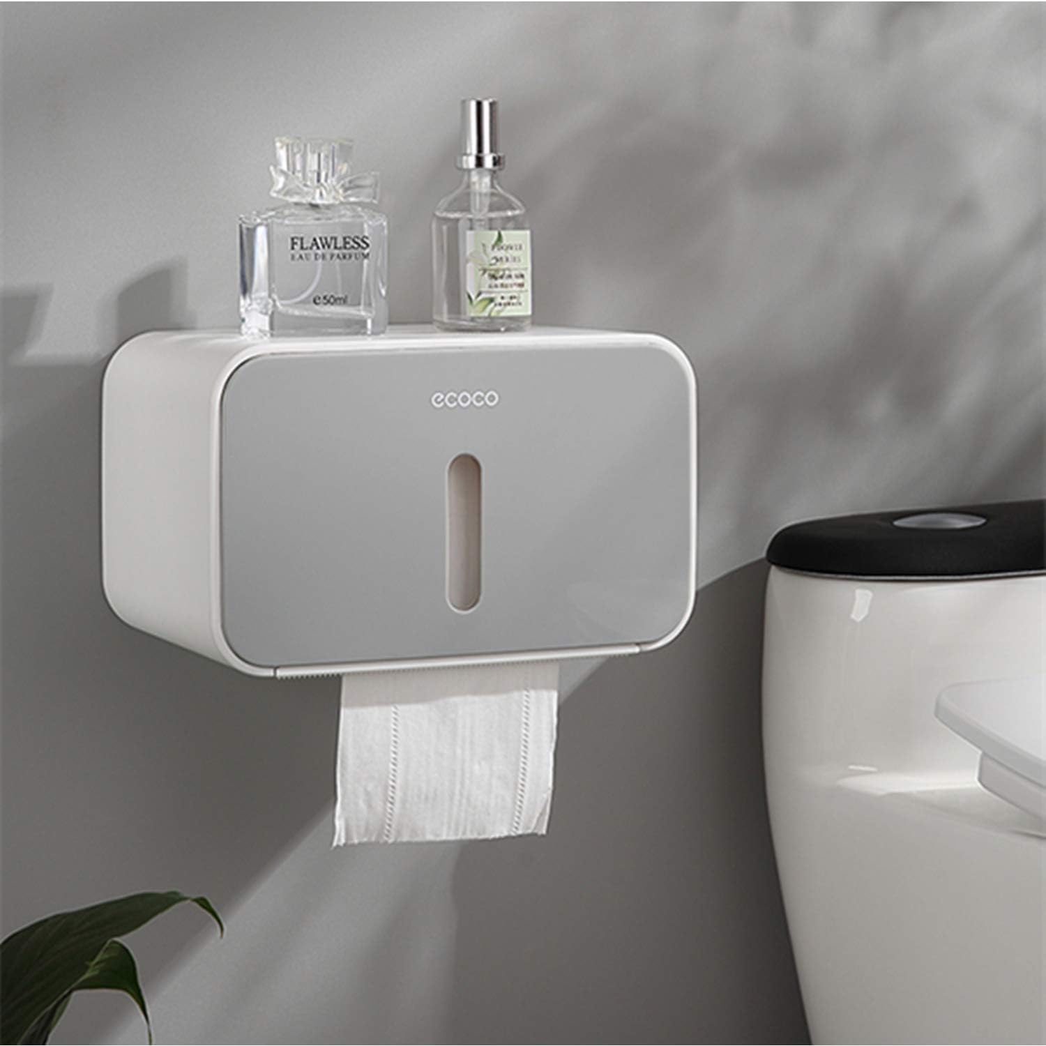 Meiyijia Wall-Mounted Toilet Paper Holder with Storage Shelf - Image 3