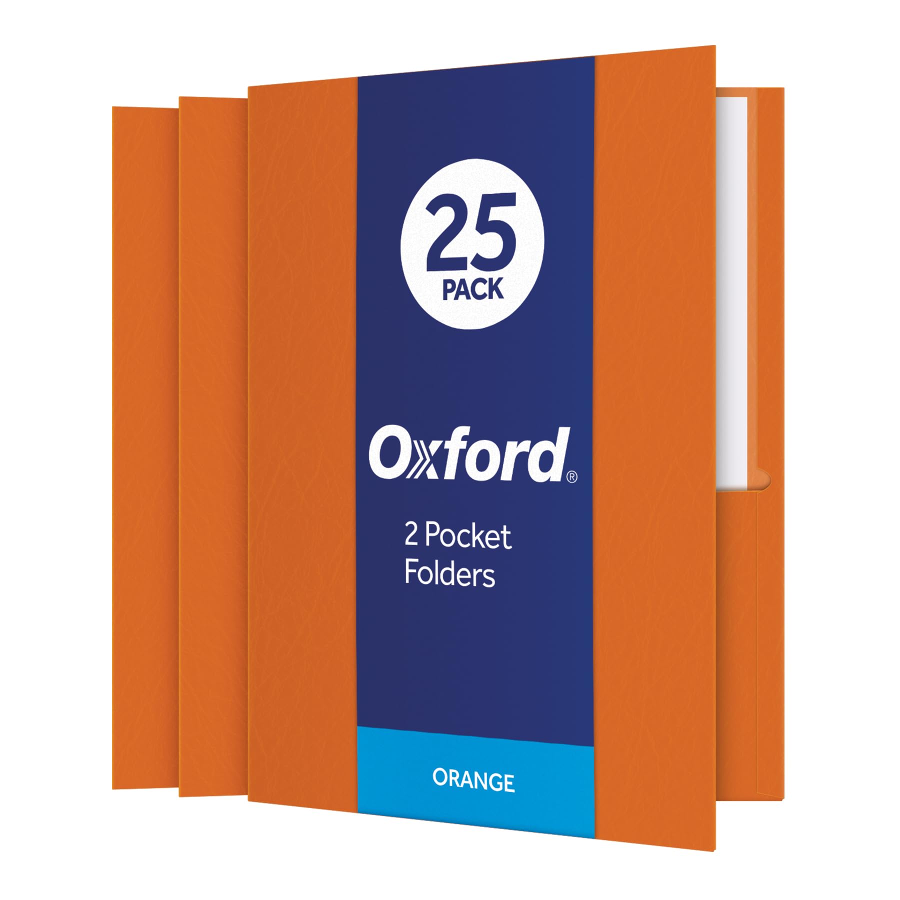 Oxford Twin-Pocket Folders, Textured Paper, Letter Size, Orange, Holds 100 Sheets, Box of 25 (57510EE) — image 1