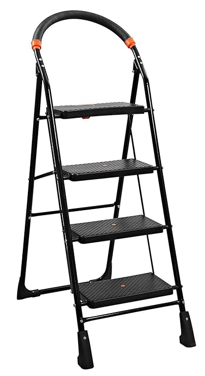 PAffy High Tensile Steel Folding Ladder with Wide Steps