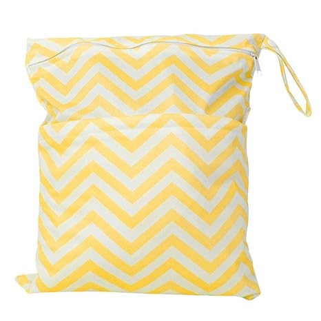 Electomania Baby Polyester Yellow Waterproof Zipper Reusable Cloth Diaper Bag