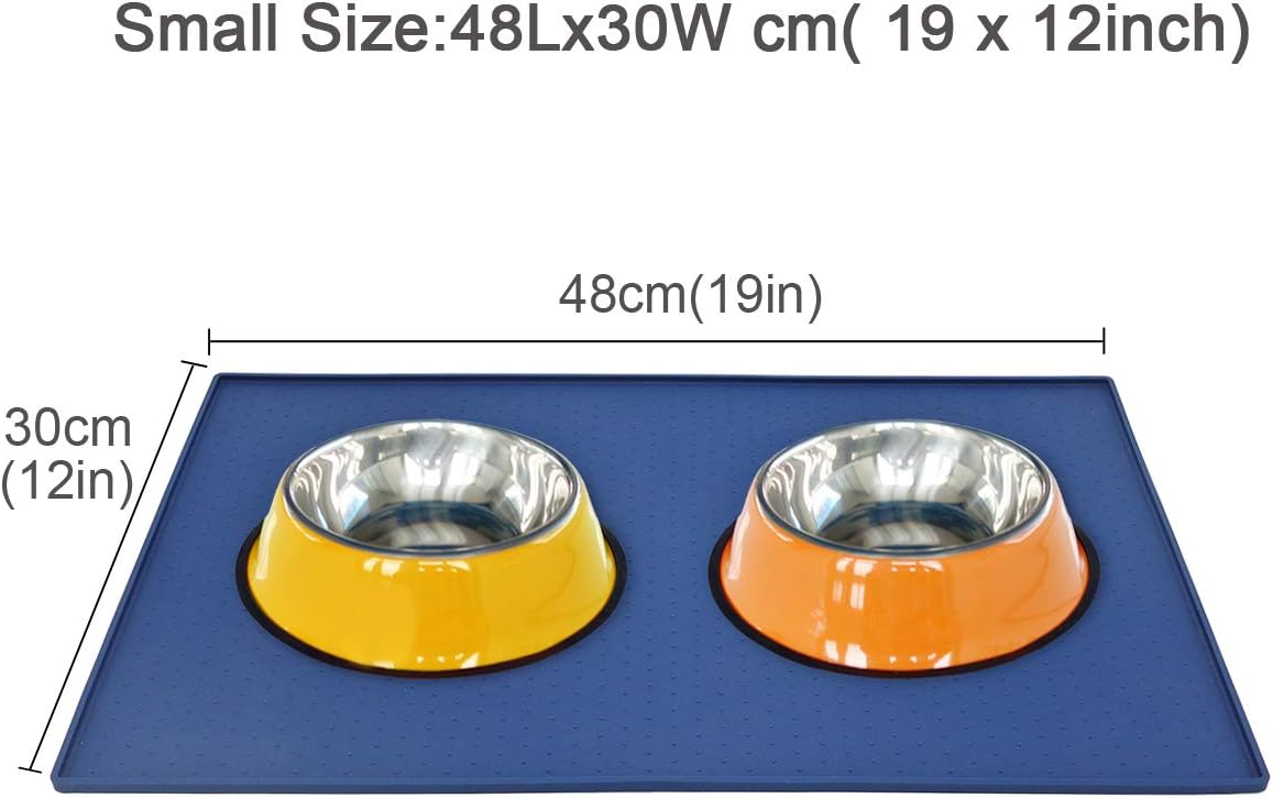 AMZNOVA Pet Feeding Mat Dog Cat Bowl Mat 48cm×30cm Large Waterproof