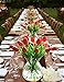 JUSTOYOU 20pcs Artificial Tulips Flower Real Touch Bridal Bouquet for Wedding Home Décor (Red)