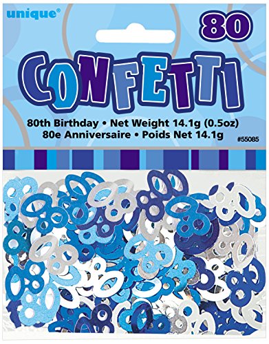 Glitz Blue Foil 80th Birthday Confetti