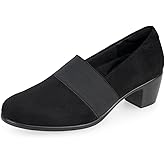 VJH confort Women’s Heeled Shoes, Comfortable Elastic Low Block Chunky Heels Pumps