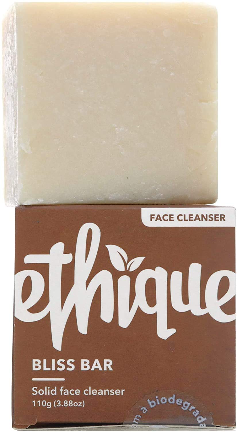 Ethique Eco-Friendly Face Cleansing Bar for Normal-Dry Skin, Bliss Bar - Sustainable Natural Facial Cleanser, Soap Free, Plastic Free, Vegan, Plant Based, 100% Compostable and Zero Waste, 3.88oz: Beauty