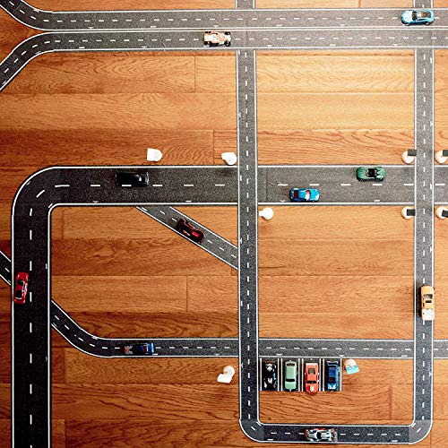 PlayTape Black Road - Road Car Tape Great for Kids, Sticker Roll for Cars Track and Train Sets, Stick to Floors and Walls, Quick Cleanup, Children Toys Birthday Gift (30'x2 - Single Roll, Blue) - Thumbnail 2