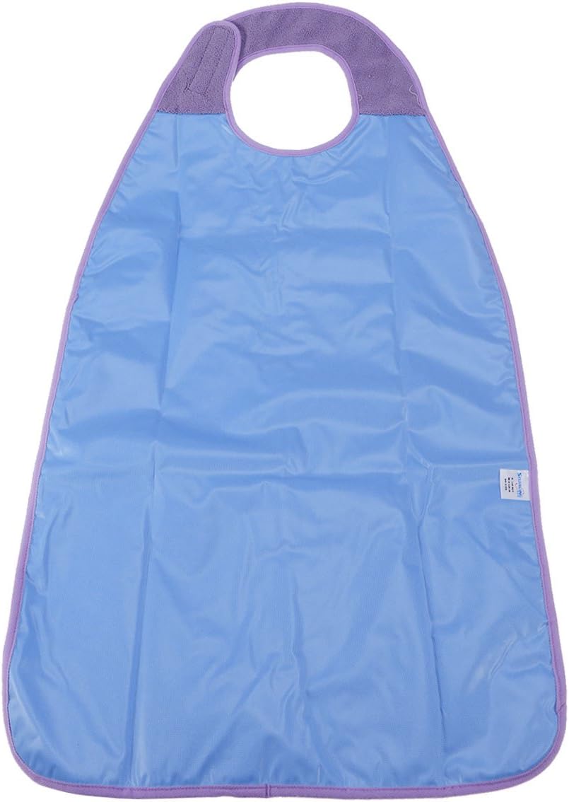 Healifty Waterproof Adult Bib Large Mealtime Protector Terry Cloth Clothing Protector for Elderly Disability Aid Washable Feeding Cover with Tape 35.04X18.90In - Image 3