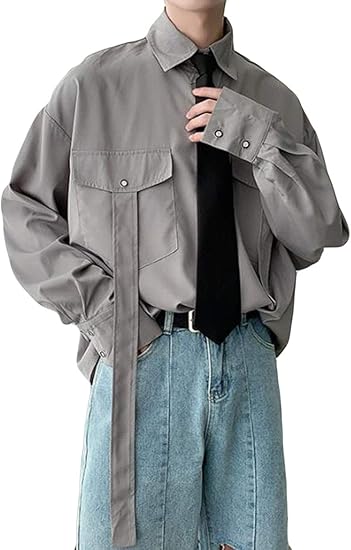 Amazon Debangniメンズ 春 夏 メンズ 長袖シャツ ボタンダウン ポロネック ゆったり 無地 コットン シンプル トップス カジュアルシャツ イケメン ファッション お出かけ アウター シャツ 通販