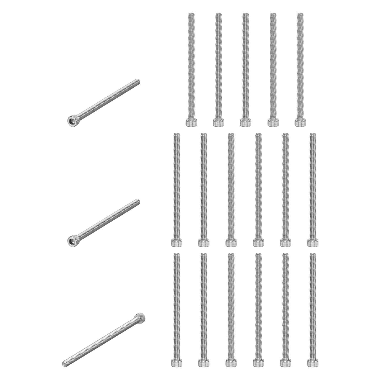 M METERXITY 20-Pack Socket Head Cap Screws Bolts M6x100mm 1mm Pitch Button Head Socket Screws 304 Stainless Steel Hex Socket Bolts [Silver]
