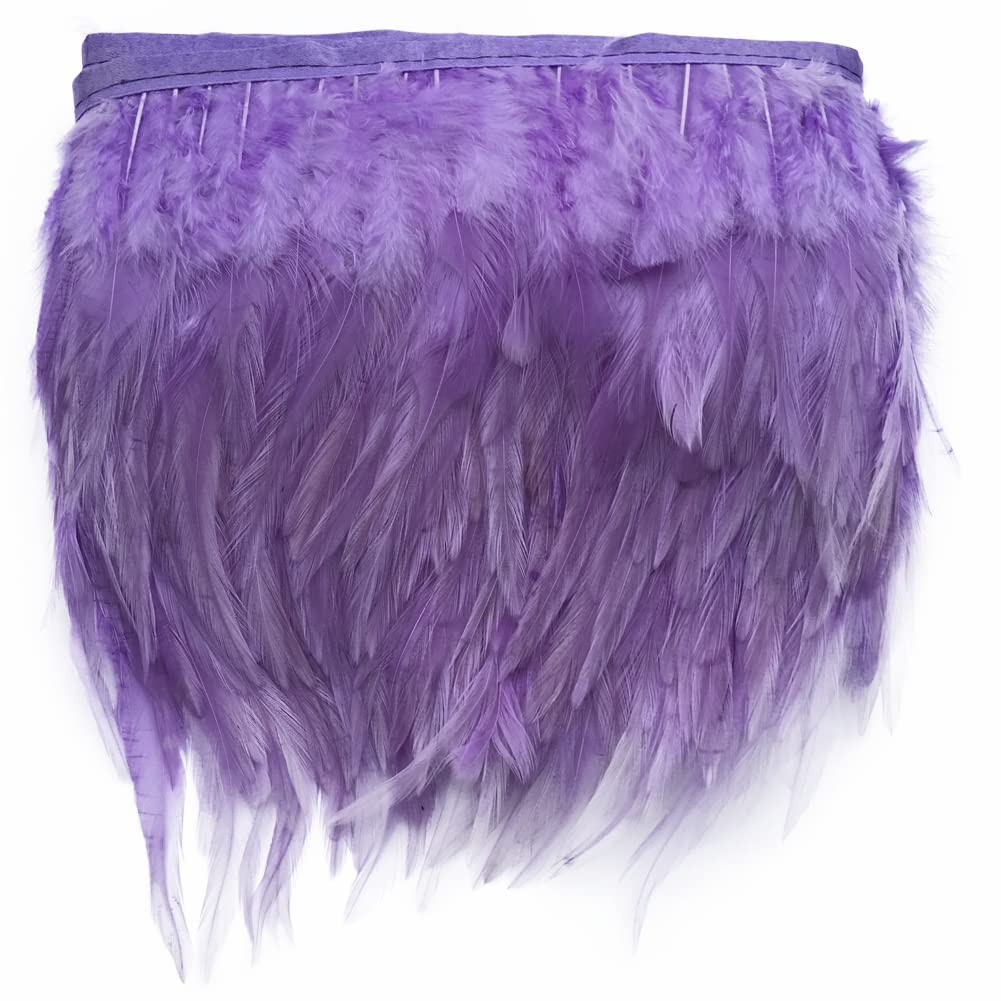 Sowder Rooster Hackle Feather Fringe Trim for Custume Dress Decoration Pack of 5 Yards(Light Purple)