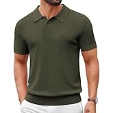 COOFANDY Mens Knit Polo Shirts Short Sleeve Slim Fit Textured Golf Polo Shirt Casual Summer Vacation T-Shirts