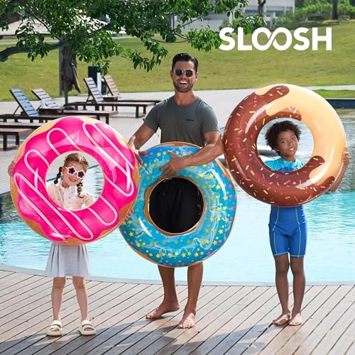 JOYIN 32.5"/82.5cm Inflatable Swimming Pool Float with Glitter (3 Pieces), Tube Float for Pool, Kids, Adults, Beach, Outdoor Party Supplies