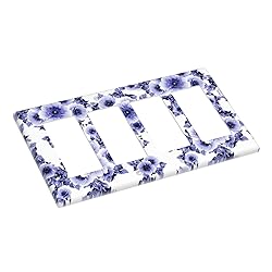 Abstract Blue White Flower Quad Rocker Light Switch