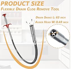 63 Inch Sink Drain Snake, Drain Clog Remove Tool
