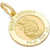 14k REAL Yellow Gold Religious Saint Anthony Medal Charm Pendant