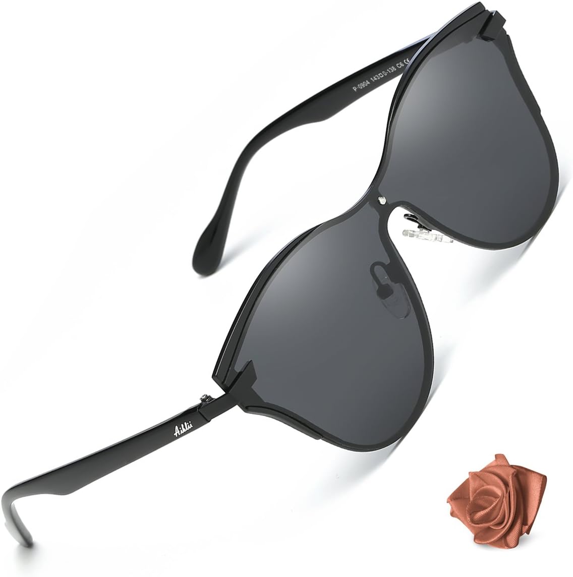 Aiblii Oversized Cateye Sunglasses for Women UV 400 Lens Protection Black 48MM