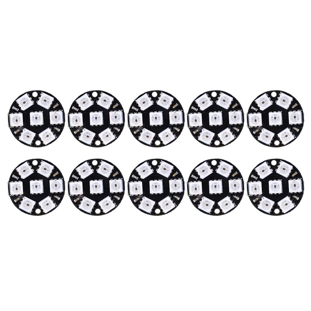 ViaGasaFamido 10Pcs LED Lamp Panel Round Ring WS2812 5050 RGB LED Driver Development Board Control Circuit Color Light Strip Module for DIY Projects and Lighting Decorations