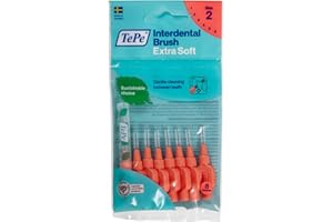 TEPE Interdental Brush Extra Soft, Supersoft Dental Brush for Teeth Cleaning, Pack of 8, 0.5 mm, Extra-Small/Small Gaps, Red,