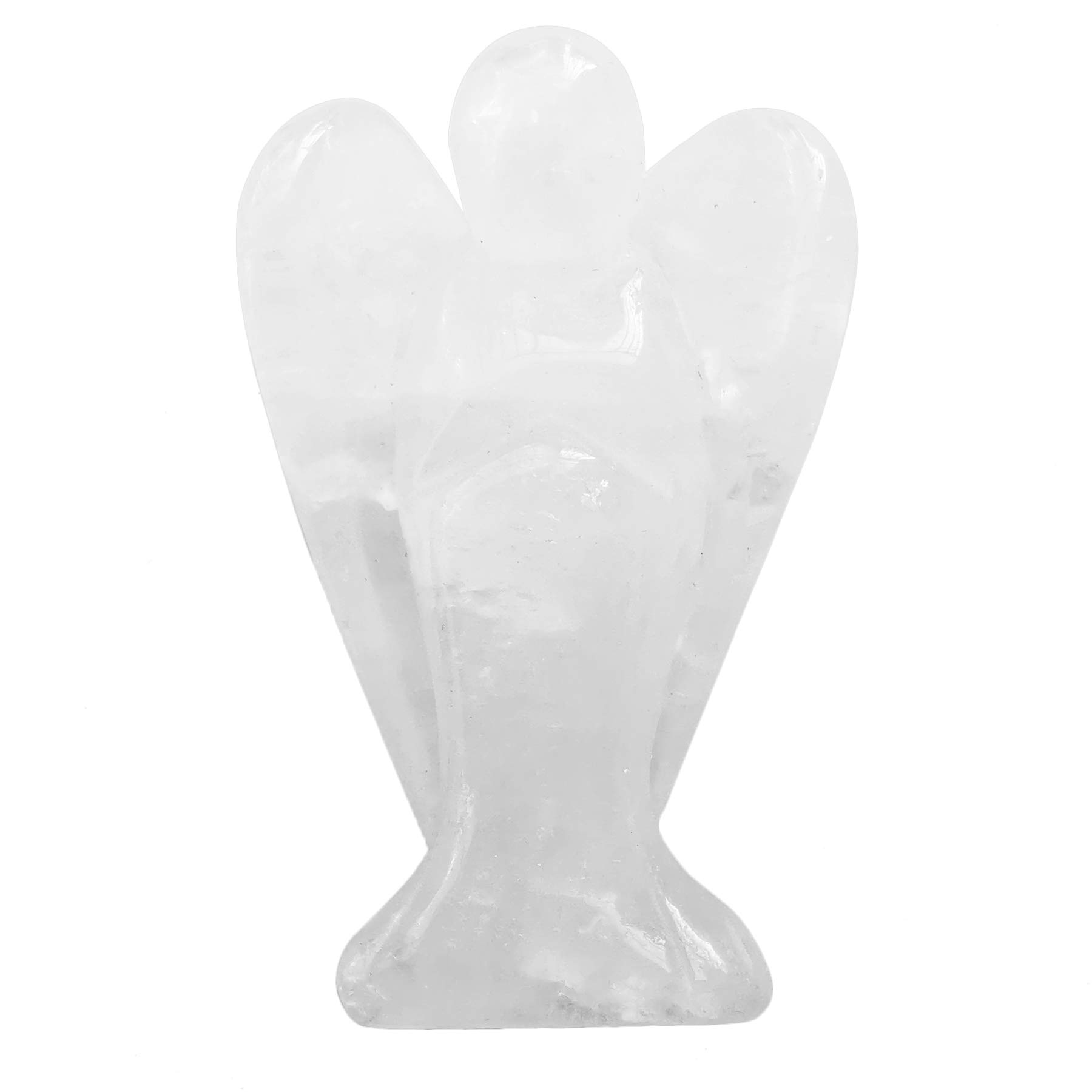 Lovionus89 Natural White Quartz Guardian Angel Statue, 5cm Hand Carved Stone Healing Crystal Bag Figurine Decoration