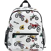 Fisyme Toddler Backpack Vintage Motorcycle School Bag Kids Backpacks for Preschool Kindergarten Nursery Girls Boys, M