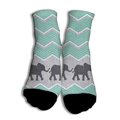 NOOU Füßlinge & Wandersocken für Herren & Damen Unisex Atmungsaktiv socken Elephant Green Stripes