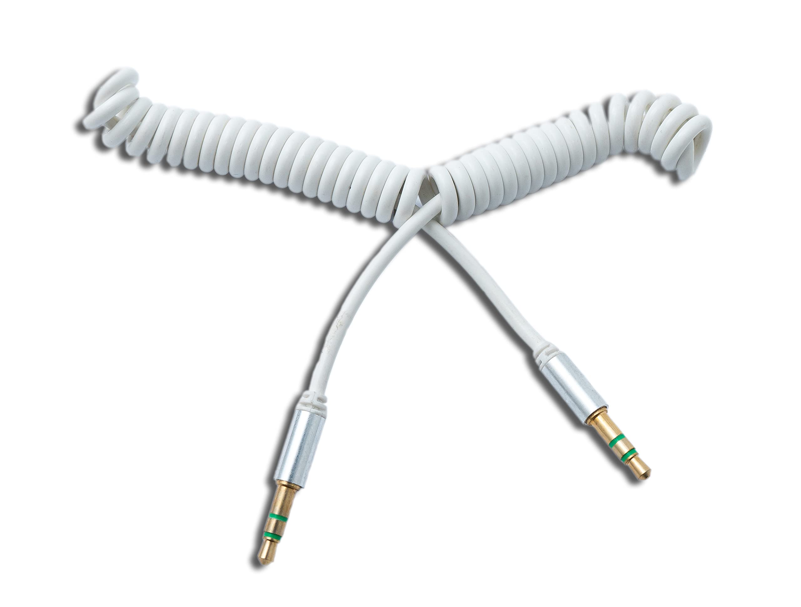 System-S Audio Cable 150 cm 3.5 mm Stereo Jack Male to Male Spiral in White