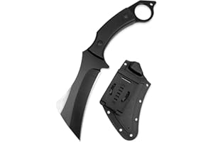 LFHC 7.5 Inch Sharp Small Fixed Blade Knife with Kydex Sheath - Stonewashed D2 Steel Blade and G10 Handle