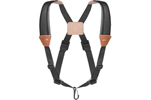 Flexzion Professional Saxophone Shoulder Strap w/Adjustable Chest Harness Design, Soft Padded Sax Holder w/Swivel Metal Hook,