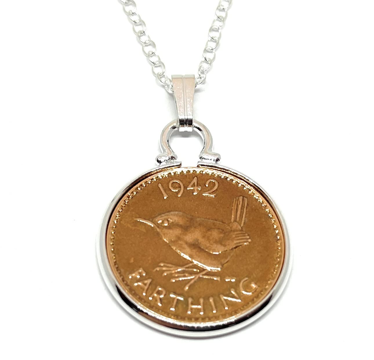 OCC Old Coin Cufflinks 1942 Original British Farthing Cinch Pendant for a 84th birthday