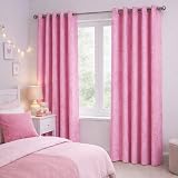 John Aird Crushed Velvet Eyelet Curtains Pink 46x54 Pair Fully Lined