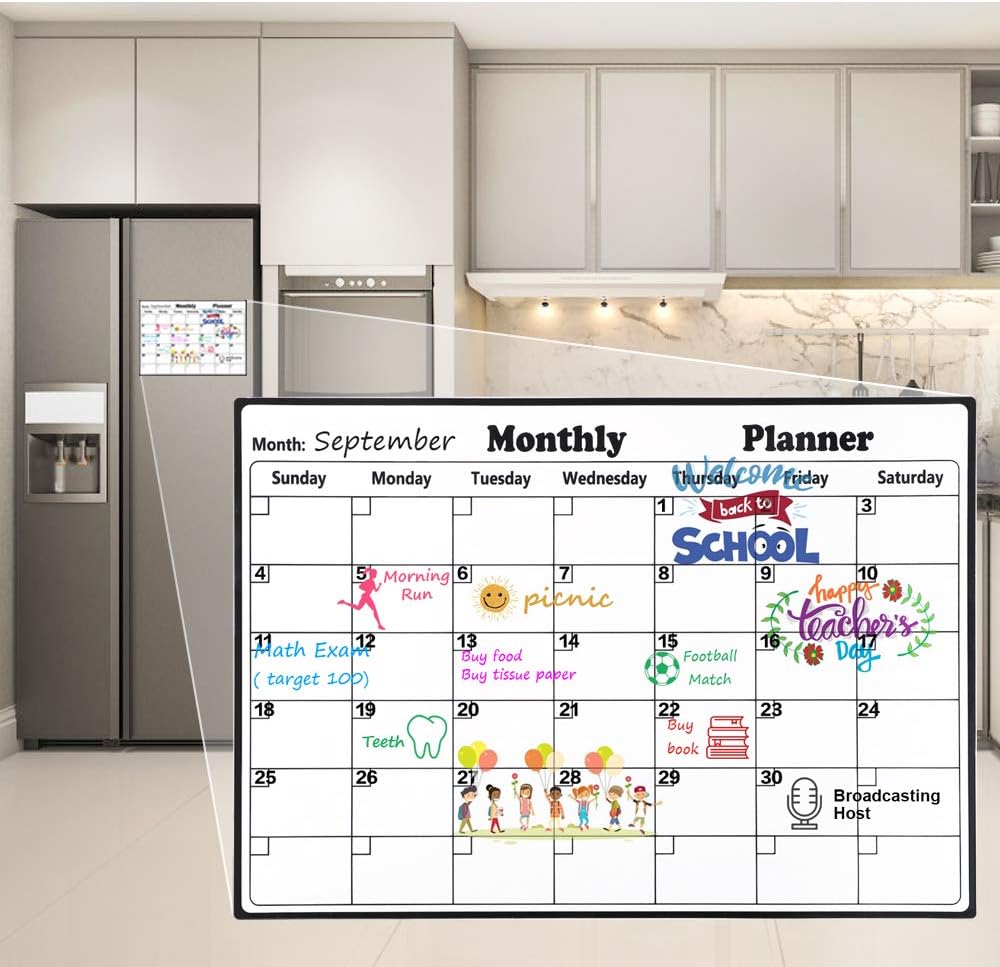 Dry Erase Calendar for Refrigerator, 20192020 Monthly Planner
