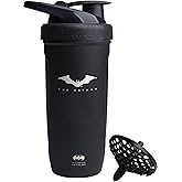Smartshake DC COMICS Reforce Stainless Steel Protein Shaker Bottle 900 ml | 30 oz - Leakproof Screw-on Lid - BPA Free – Unisex - Non Insulated - Batman