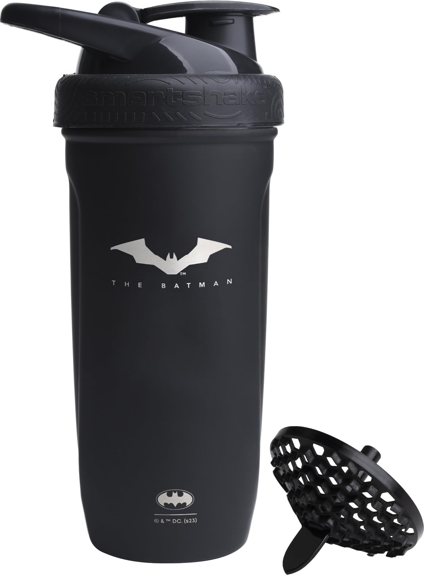 Smartshake Justice League Reforce Batman Shaker Bottle 900ml, DC Comics Stainless Steel Water Bottle, Batman Gifts for Men