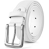 maikun Mens Black Leather Belt, Casual Dress Belts For Men, Classic Design Pin Buckle