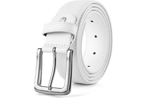 Maikun Mens Black Leather Belt, Casual Dress Belts For Men, Classic Design Pin Buckle