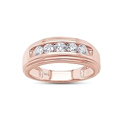 SAVEARTH DIAMONDS Men's Wedding Band Ring Round Lab