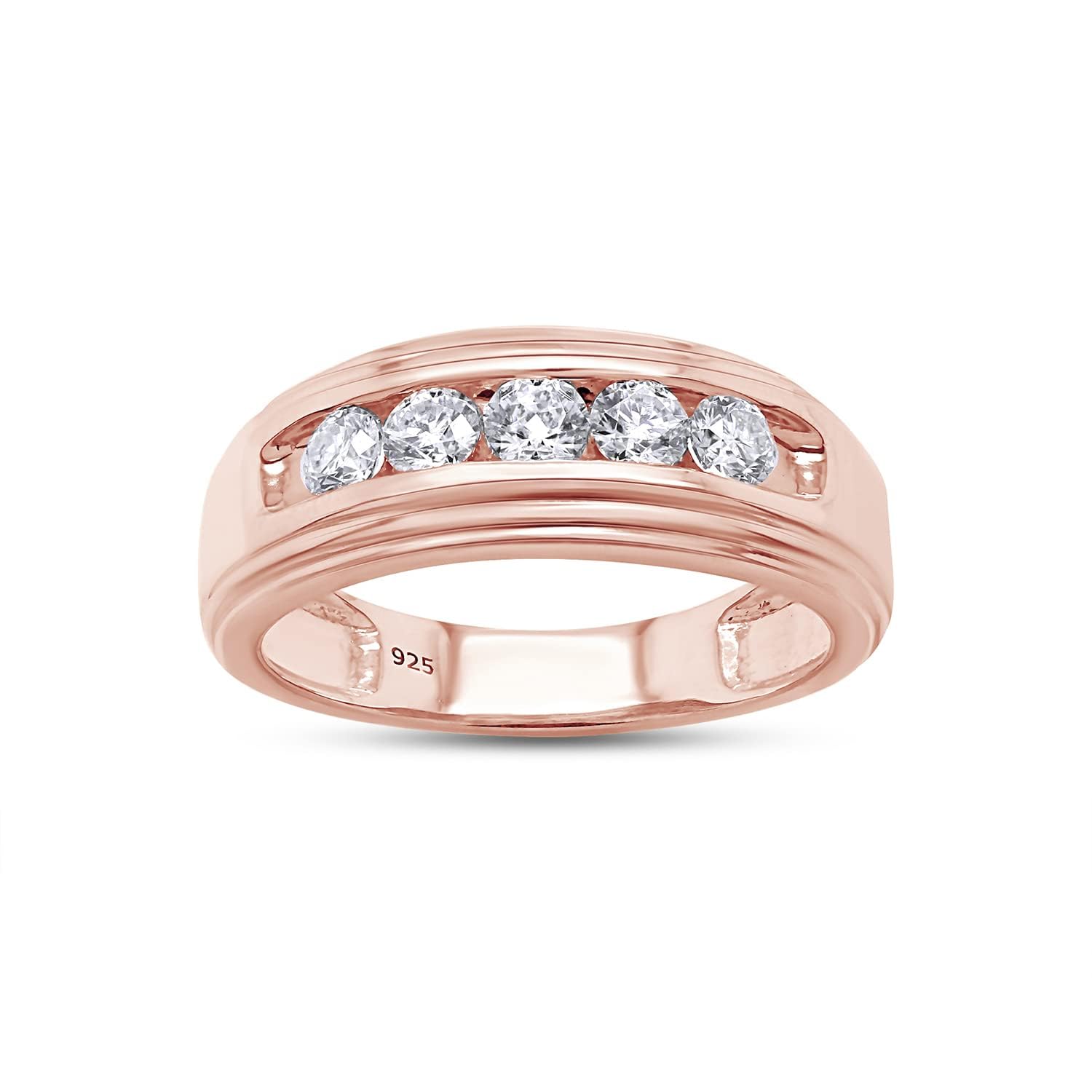 SAVEARTH DIAMONDS Men's Wedding Band Ring Round Lab
