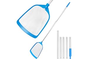 TidyMister Pool Leaf Skimmer Net Ultra Fine Mesh with Aluminum Poles 5 Sections 6 Feet Swimming Pool Cleaning Net Leaf Catcher for Above Ground Pools Inground Pools