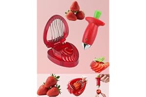 Strawberry Huller Stem Remover and Strawberry Slicer Set, Fruit Cutter, Egg Slicer Kitchen Gadgets, Veggie Strawberry Slicer 