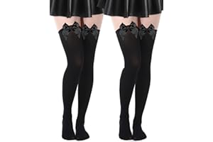 SATINIOR 2 Pairs Valentine's Day Knee High Socks with Bows Mardi Gras Thigh High Socks Highs Stockings over Knee
