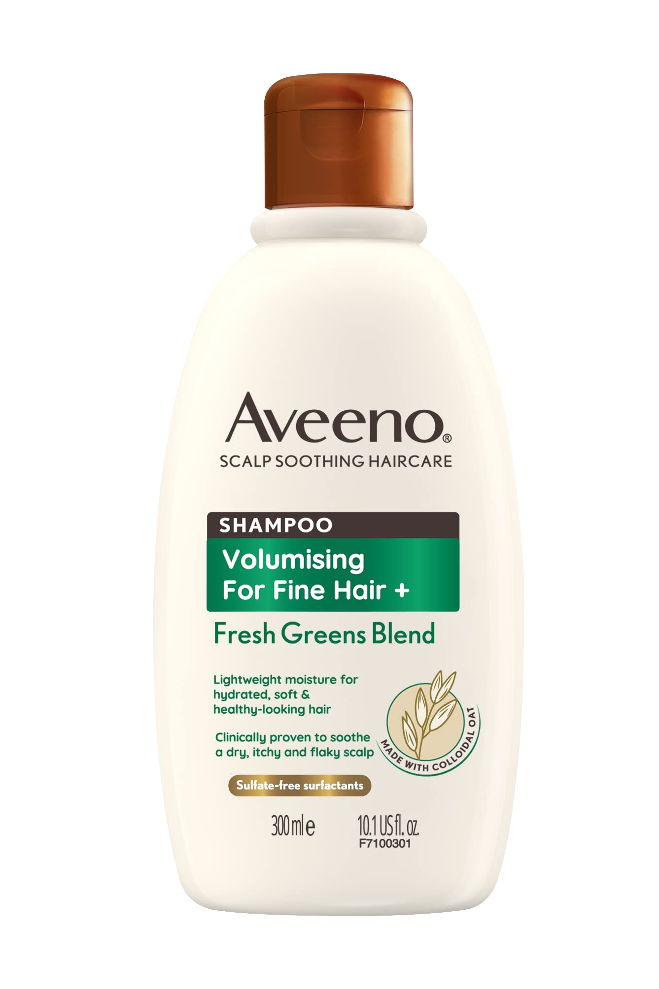 Aveeno Scalp Soothing Haircare Volumising Shampoo, Fresh Green Blend, with Colloidal Oat Extract, for Fine Hair, Soothes Dry, Itchy & Flaky Scalp, pH Balanaced, Clinically Proven, 300ml