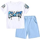 Yoxindax 2-Piece Boys Clothes Letter Graphic Print Short Sleeve T-Shirt Kids 6-14 Years Teen Boys Summer Outfits