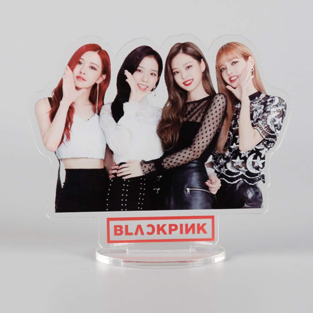 Hosston Kpop Standing Figure Model, Blackpink, GOT7, TXT, Twice, IZONE Members Acrylic Cartoon Stand Action Figure Doll Standing Table Decor Best Gift for Fans( Style 01-Blackpink)