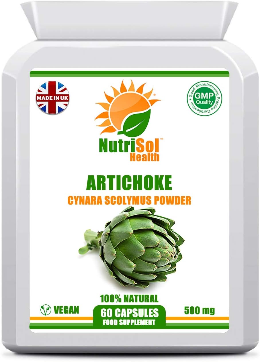NutriSol Health Artichoke 500mg 60 Capsules | Liver Detox & Regeneration | Digestive Health | Gut Health | 100% Natural GMP Quality Food Supplement Made in the UK | Suitable for Vegetarians and Vegans