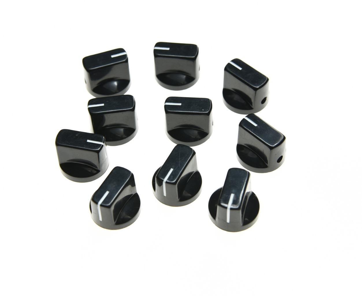 KAISH Pack of 10 Guitar AMP Effect Pedal Knobs Pointer Knob with Set Screw Black