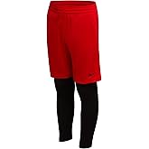 Reebok Boys Basketball Shorts with Leggings - 2-in-1 Boys Athletic Shorts with Inner Compression Pants, Drawstring & Pockets