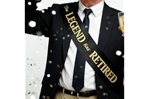 The Legend Has Retired Sash - Elegant Black and Gold Foil Sash with Safety Pin, Retirement Party Decorations Gifts for Men an