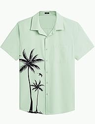 COOFANDY Mens Floral Button Down Shirt Short Sleeve