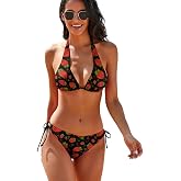Bikini Sets for Women Two Piece Bathing Suits Sexy Halter Padded Bikini Swimsuits Side Tie Thong Bottom
