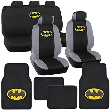 Gotham City Gray Silver Batman Logo On Black Car Seat Covers